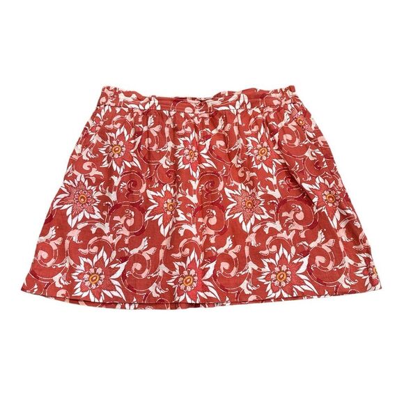 Loft Elastic Waist Skirt Floral Linen Cotton Size XL - Picture 1 of 4